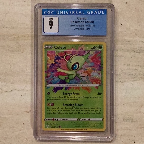 Pokemon Other - Pokemon Celebi Vivid Voltage 009/185 Holo 2020 Amazing Rare CGC 9 SWSH #009